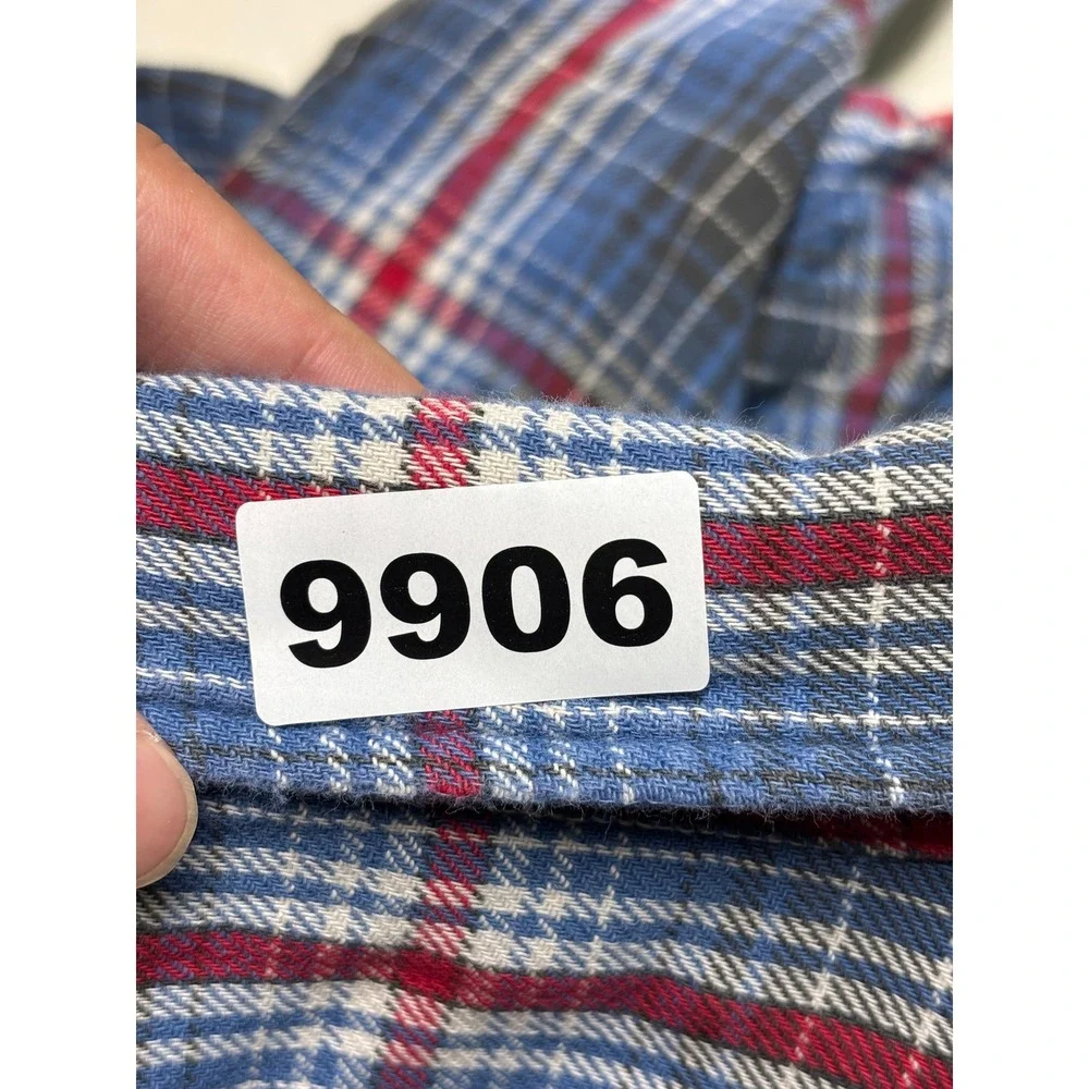 Polo Country Ralph Lauren Mens 3XB Blue Plaid Flannel Button-Up Pockets Shirt